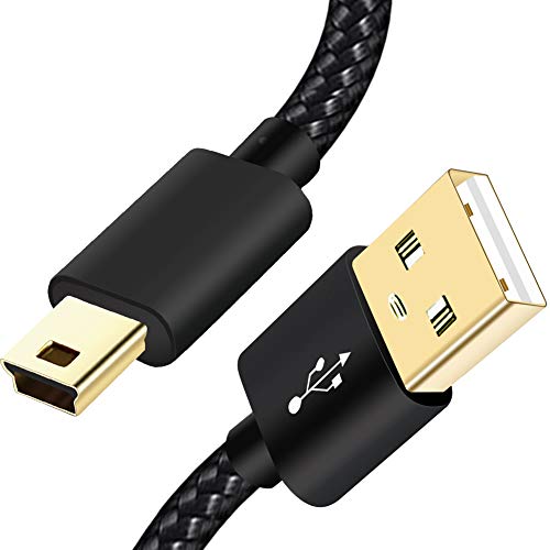 SCOVEE Mini USB Cable Braided 6ft Type A Male to Mini B Cable Data Charging Cord for GoPro Hero 3+,PS3 Controller Cord,MP3 Player,Dash Cam for Garmin