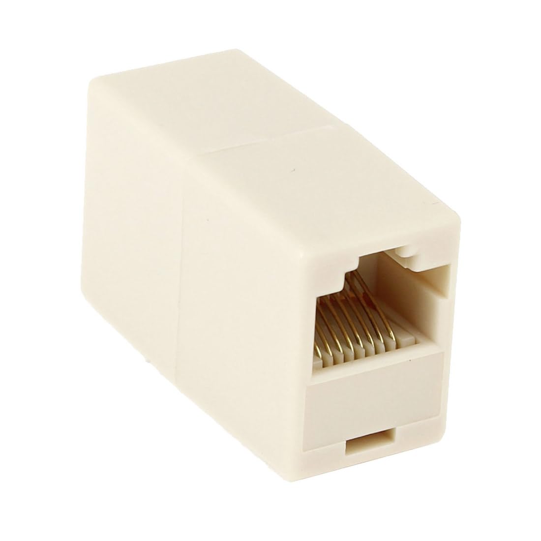 uxcell RJ45 Double Female Plug Telephone Adapter Connector for Landline Telephone, Beige