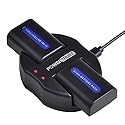 PowerTrust 2-Pack NP-FH50 Battery + USB Dual Charger for Sony NP-FH40 NP-FH30 Series Batteries and DSC-HX1 HX100 HX100V HX200 HX200V HDR-TG1E TG3 TG5