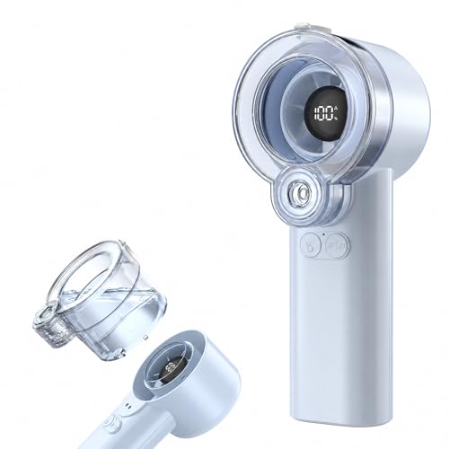 FONASONIC 2-in-1 Handheld Misting Fan, Portable Water Spray Fan Rechargeable with 5 Speeds & LED Display, Personal Mini Cooling Fan with Detachable