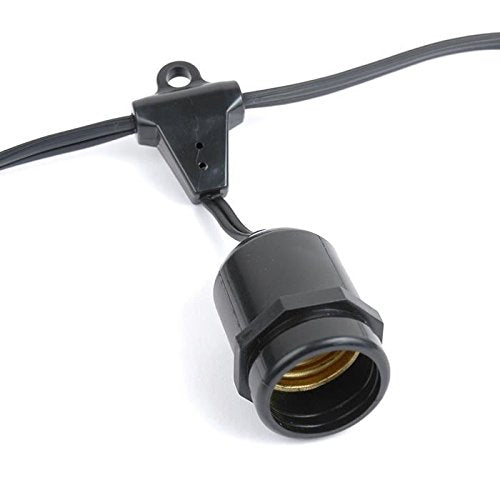 Novelty Lights 37.5 Feet, 25 Suspended E26 Sockets, S14 String Light Set with Clear Incandescent Bulbs, Heavy Duty Black Wire Patio Lights, Weather