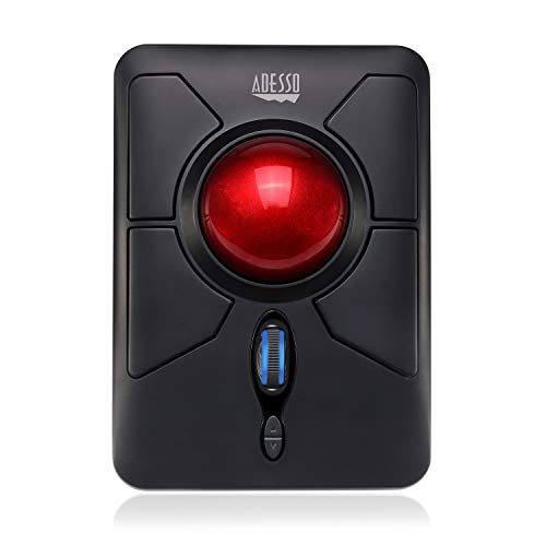 ADESSO iMouse T50 Wireless Ergonomic Finger Trackball Mouse with Nano USB Receiver, Programmable 7 Button Design, and 5 Level DPI Switch, for Left