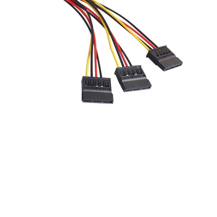 ThtRht 3 Pack 4Pin Molex to 3X Sata 15Pin Splitter Connector Power Supply Cable Adapter Male LP4 4 Pin IDE to HDD Hard Drive ATA Female Port