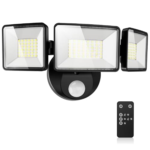 MAGAGUVU 7500LM LED Security Light Motion Sensor Outdoor Lights, Adjustable 3 Head Hardwired LED Flood Lights Outdoor, IP66 Waterproof, 38W Motion