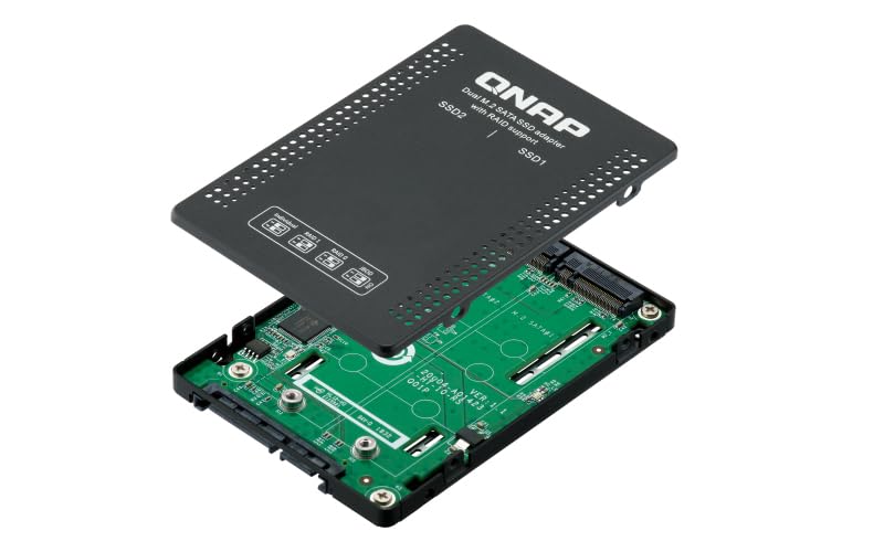 Qnap Systems 6.35 cm 2.5 Inch SATA to Dual M.2 2280 SATA Drive Adapter Hardware RAID 0/1 JBOD Individual Disk Modes, QDA-A2MAR