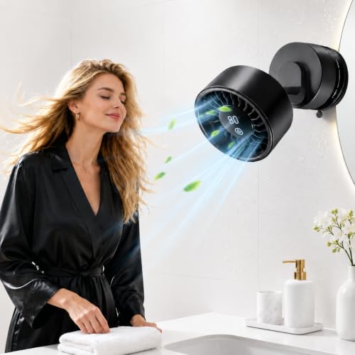 Rechargeable Suction Cup Bathroom Fan, 6 Speeds for Makeup and Skincare