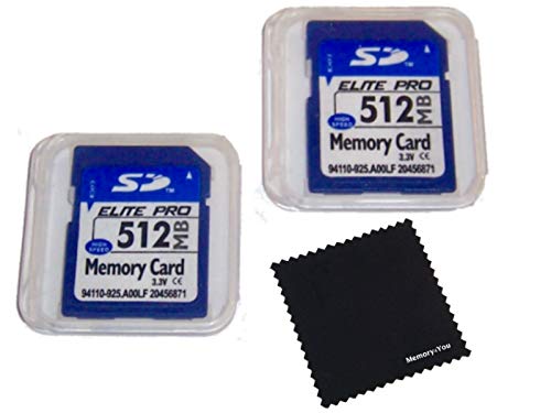 2 Pack 512mb Memory Cards Compatible with 512 MB SD Cards, 2 Pack Memory Cards and Cases w/Built to Last! Microfiber Cloth, Compatible with All SD