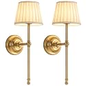 KDG Cordless Wall Sconces Set of 2, Small Wireless 5200mAh Rechargeable Battery Fabric LED Wall Lamps, Portables Lightings for Wall Painting, Living