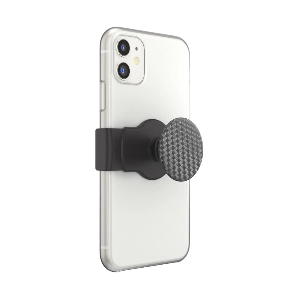 PopSockets Phone Grip Slide for Phones and Cases, Sliding Phone Grip with Expanding Kickstand - Carbonite Weave