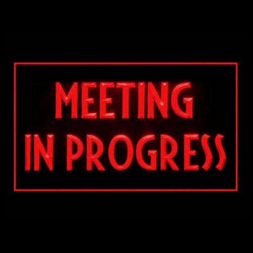 120175 Meeting in Progress Office Guests Quiet Display LED Light Neon Sign (12" X 8", Red)