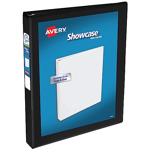 Avery Showcase Standard View 3 Ring Binder, 1" Slant Rings, 250-Sheet Capacity, 1.4 Inch Wide Spine, 1 Black Binder, Ideal for Lightweight