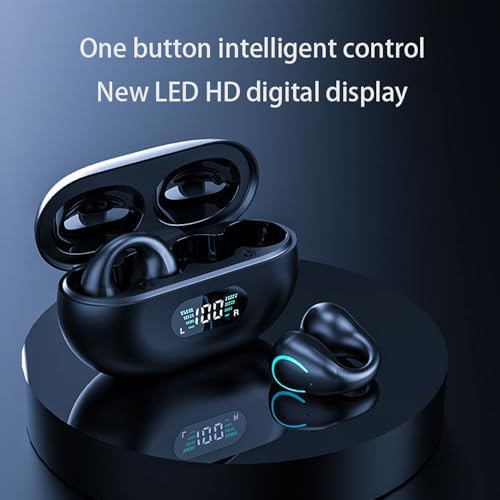 Bitstik Open-Ear Wireless Headphones Bluetooth Clip On Mini Earbuds Charging Case Ear Buds Sports Bone Conduction Headphones Earphones for Workout…