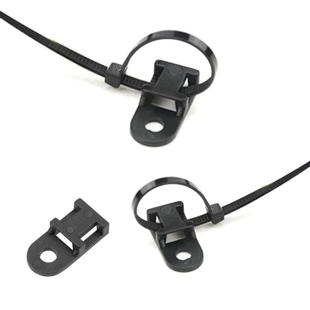 60 Set Cable Zip Tie Mounts Kit Black 6" Zip Ties, Black Cable Tie Base and Tapping Screw - Wire Cable Clips Organizer Holders Clamps