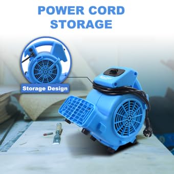 BLOTEK 1/8 HP 600 CFM Air Mini Mover Carpet Dryer Floor Fan with High-Power Airflow for Fast Drying WWD00