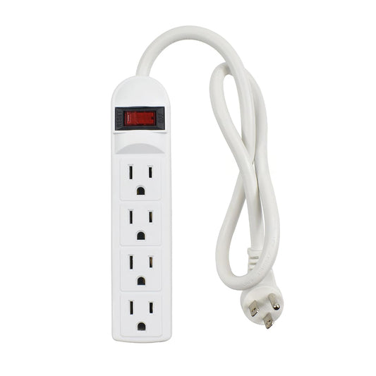 J.VOLT Small Power Strip Surge Protector, 4 Outlet 15A 125V 1875W, 90 Joules, Short 20-Inch Cord with Flat Plug, Classic Design, ETL Listed