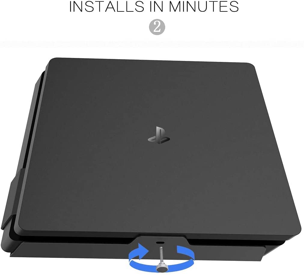 Monzlteck New Wall Mount for PS-4 Slim, Near or Behind TV, Space Saving,Customized to Perfectly Fit PlayStation4 Slim,Easy to Install