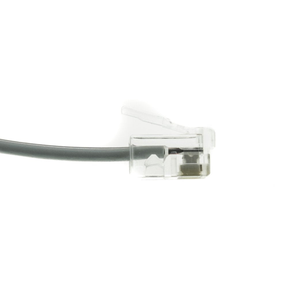 CableWholesale 14 feet Telephone Cord for Voice (VoIP), RJ11 Plug Gold Plated Connectors, 6P / 4C, Silver Satin, 28AWG, Reverse, RJ11 Phone Cable
