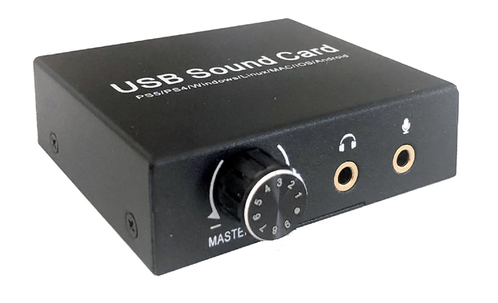 Premium USB Sound Card with Volume Bass Control for PC PS4 PS5 Android OS