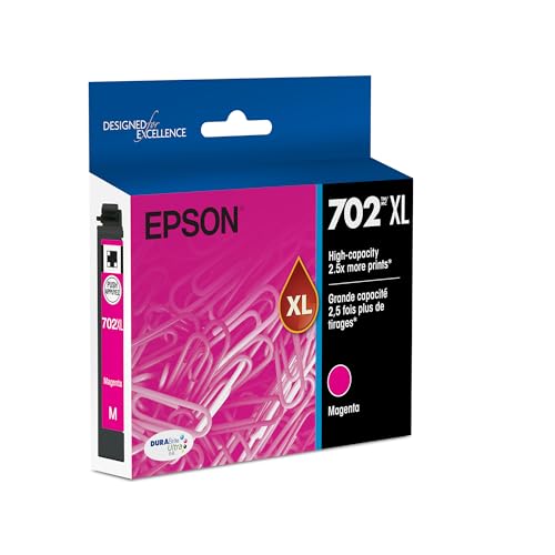 EPSON 702 DURABrite Ultra Ink High Capacity Magenta Cartridge (T702XL320-S) Works with WorkForce Pro WF-3720, 3730, 3733