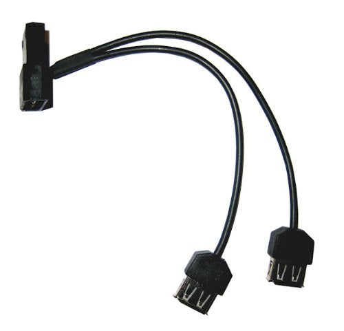 okgear Coolerguys 4 pin Female and Male Molex Pass-Through to Dual Female USB A 5V Power Connecter, Black, 6 inches, for USB-Powered Fans, Light