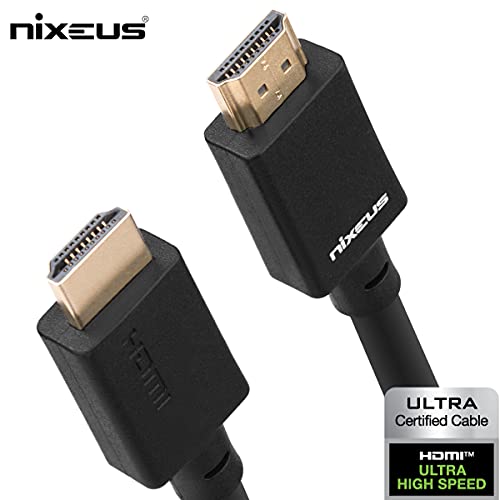 Nixeus Ultra High Speed HDMI Certified Cable (10 ft) - Certified by HDMI to Support HDMI 2.1 Features, 48Gbps, Dynamic HDR, 4K 120Hz/144Hz, 5K