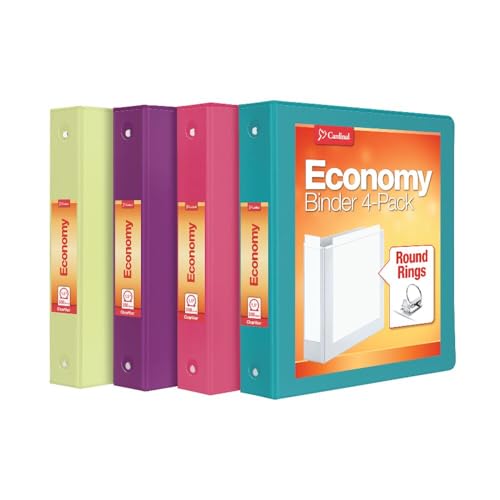 Cardinal 3 Ring Binders, Binders for School and Office, Durable 1.5 Inch, Round Rings, Holds 350 Sheets, ClearVue Presentation View, Non-Stick