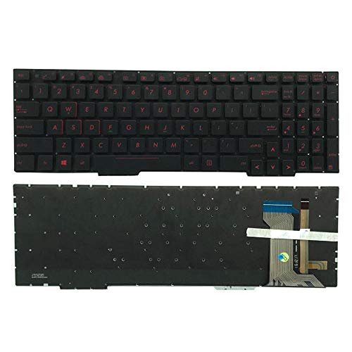 New US Red Backlit English Laptop Keyboard (Without Frame) Replacement for Asus GL553VE GL553VD GL553VW ZX553VD FX553VD FX553VE FX753VD FX753VE