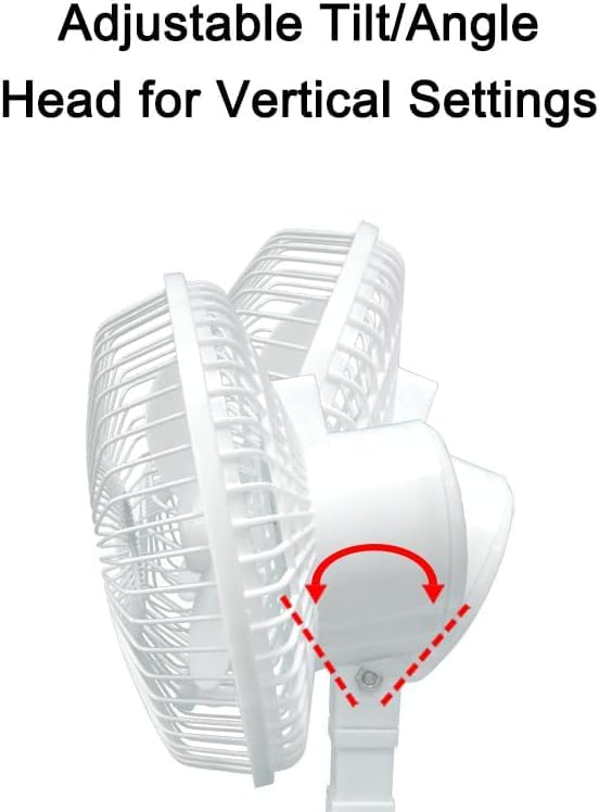 6-Inch Convertible Clip-On Fan for Desk or Table - Quiet Personal Cooling Fan with Adjustable Tilt & Removable Clip Base - Compact White Tabletop