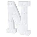 Restaurantware Illumify 6.6 x 1.2 x 8.7 Inch Light Up Letter 1 Durable Marquee LED Light - Letter N Touchproof White Plastic Party Light Keyhole Slot