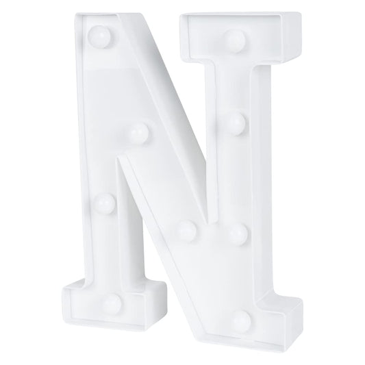 Restaurantware Illumify 6.6 x 1.2 x 8.7 Inch Light Up Letter 1 Durable Marquee LED Light - Letter N Touchproof White Plastic Party Light Keyhole Slot