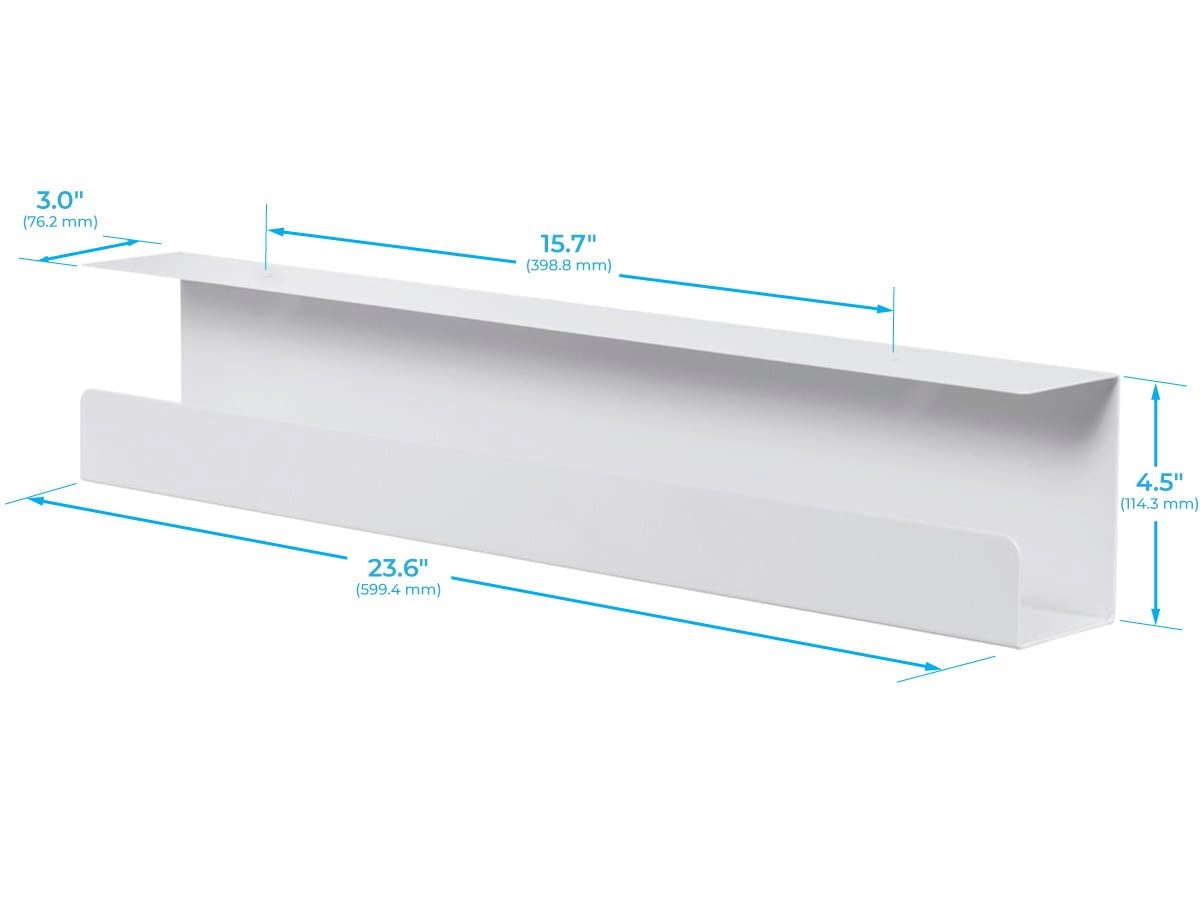 Monoprice Under Desk Cable Tray - Steel with Power Supply and Wire Management - Workstream Collection White