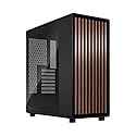 Fractal Design North Charcoal Black Tempered Glass Dark - Genuine Walnut Wood Front - Glass Side Panel - Two 140mm Aspect PWM Fans Included - Type C