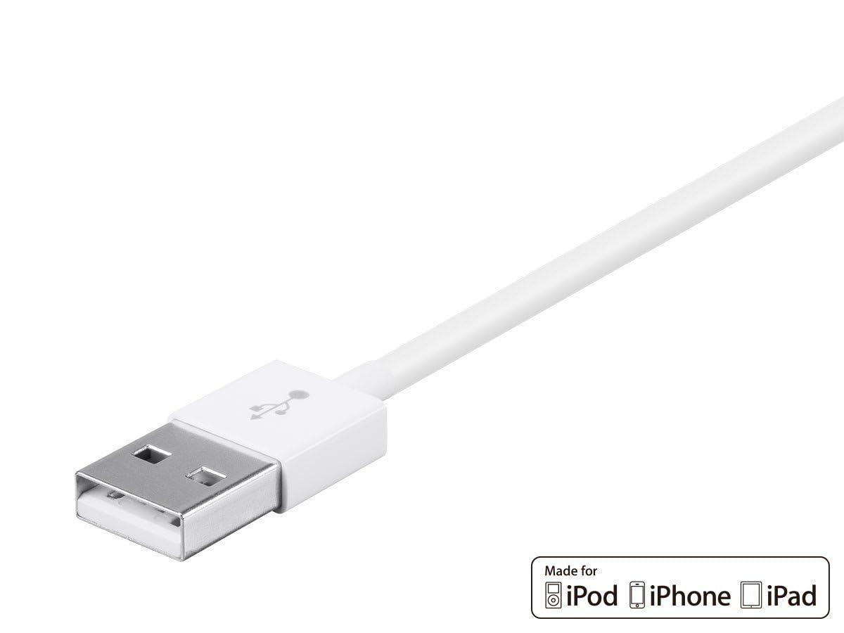 Monoprice Lightning to USB Type-A Charging Cable - Apple MFi Certified, 3 Feet, White - Essential Series