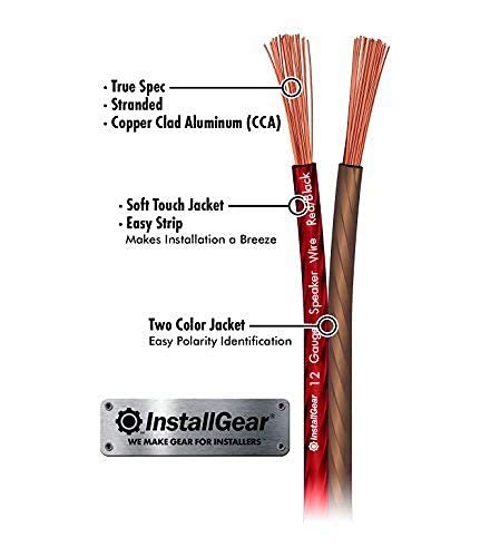 InstallGear 12 Gauge Wire AWG Speaker Wire (100ft - Red/Black) - Speaker Cable for Car Speakers Stereos, Home Theater Speakers, Surround Sound, Radio