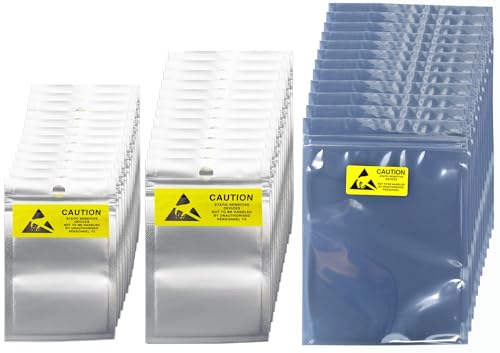 ESD Bags,Anti Static Bags,36Pcs Mixed Sizes(3.15 * 5.1/3.94 * 5.9/5.9 * 7.87) inches Translucent Antistatic Bag with Labels for SSD,HDD Varieties