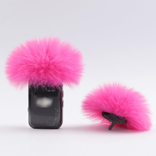 LEFXMOPHY OSMO POCKET 3 Windscreen for DJI MIC 2 (2024) / MIC2 Wireless Microphone Hot Pink Furry Wind Muff Deadcat Foam (Not for Dji Mic 1 2023)