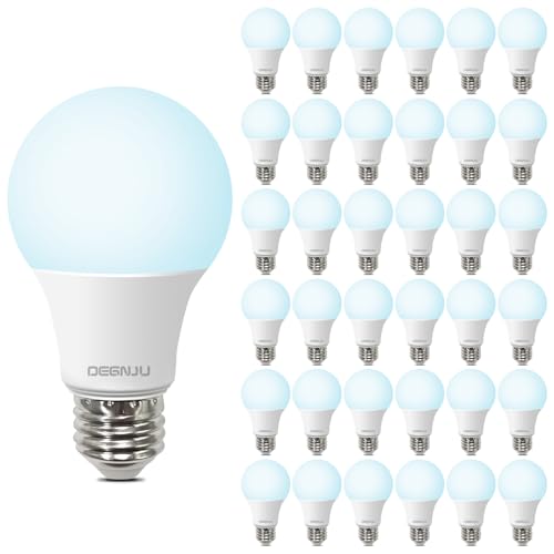 DEGNJU 36 Pack LED Light Bulbs 60 Watt Equivalent, A19 5000K Daylight, 800 Lumens, E26 Base, Non-Dimmable, 8 Watt Energy Efficient LED Bulbs for Home