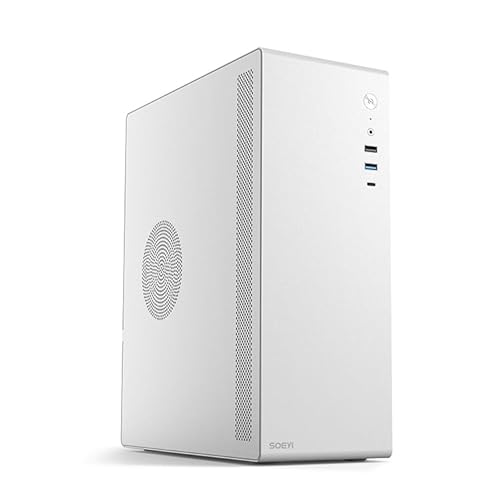 V100 M-ATX/ITX Computer Case,Multifunctional Pc Case, Business Case with Spcc Side Panel, Support 260mm VGA Card 120mm CPU Cooler (White)