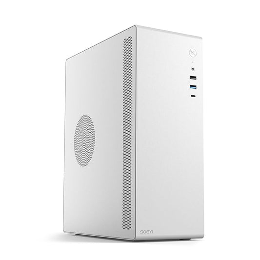 V100 M-ATX/ITX Computer Case,Multifunctional Pc Case, Business Case with Spcc Side Panel, Support 260mm VGA Card 120mm CPU Cooler (White)