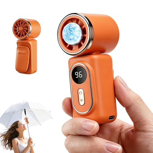 Sovrelon Portable Clip-On Mini Fan with Ice Cooler, Personal Handheld Turbo Fan 3000mAh Rechargeable, 180° Rotatable Air Outlet, High-Speed Motor