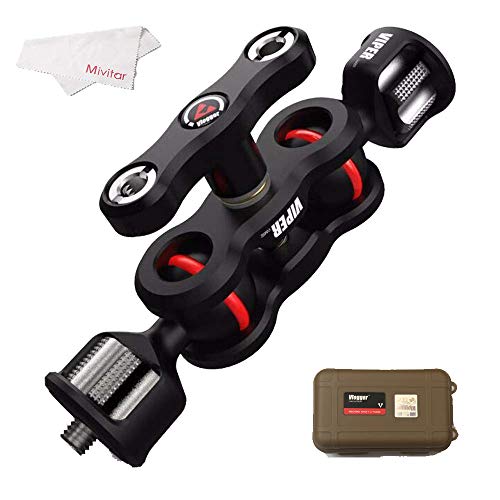 Mivitar VVM302 Articulating Magic Arm Mount Double Ballheads 1/4" Screw Camera Holder for Camera LCD Field Monitor,LED Light,Audio Recorders,Camera