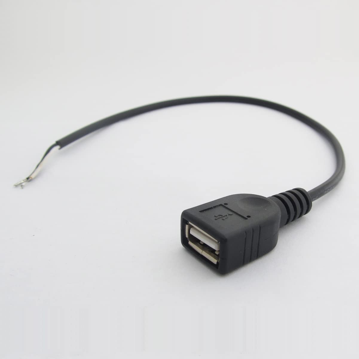 ELNONE Short Charging USB 2 Wire Pigtail Cable (4 Pack 12 Inch) 30cm 22AWG 3A Black USB Female 2 Wire Power Cable Pigtail Cord Connectors with Quick