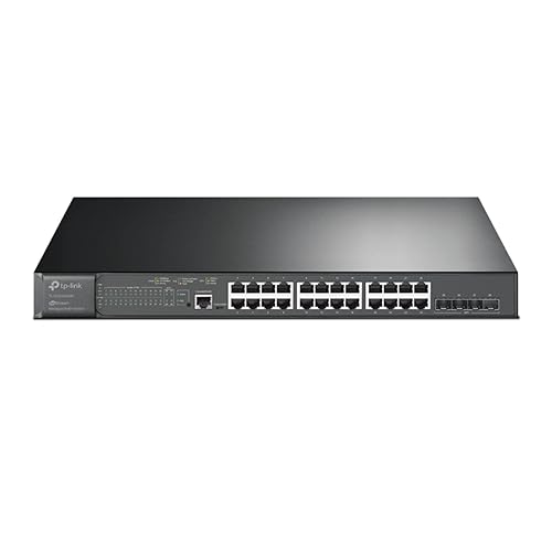 TP-Link Omada SG3428XMP | Jetstream 24 Port Gigabit Smart Managed L2+ PoE Switch | 24 PoE+ Port @384W, 4 * 10GE SFP+ Slots | Support Omada SDN | IPv6