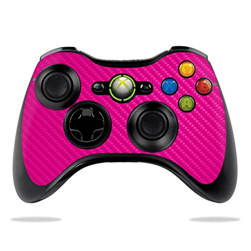 MightySkins Carbon Fiber Skin for Microsoft Xbox 360 Controller - Hot Pink | Protective, Durable Textured Carbon Fiber Finish | Easy to Apply, Remove