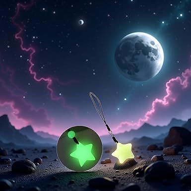 Seadiquiet Glow in Dark Star Pendant Phone Chain Charm, Luminous Star Keychain Hanging Rope Lovely Phone Strap Bag Decor