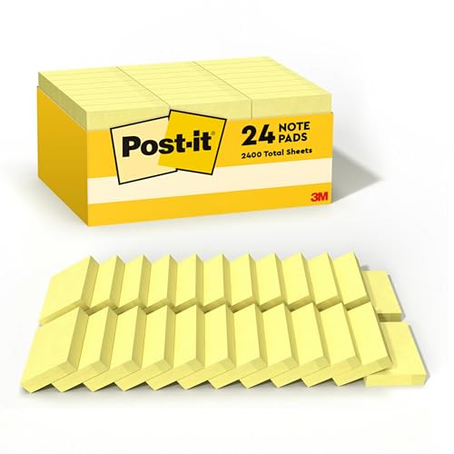Post-it Notes, 1.38 x 1.88 in, The Iconic Canary Yellow Note, 24 Pads
