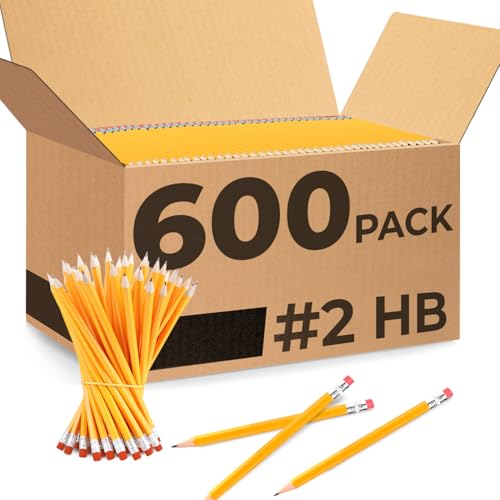 Rosmonde Pencils Bulk, 600 Pack, Pre Sharpened #2, Bulk Yellow Pencils