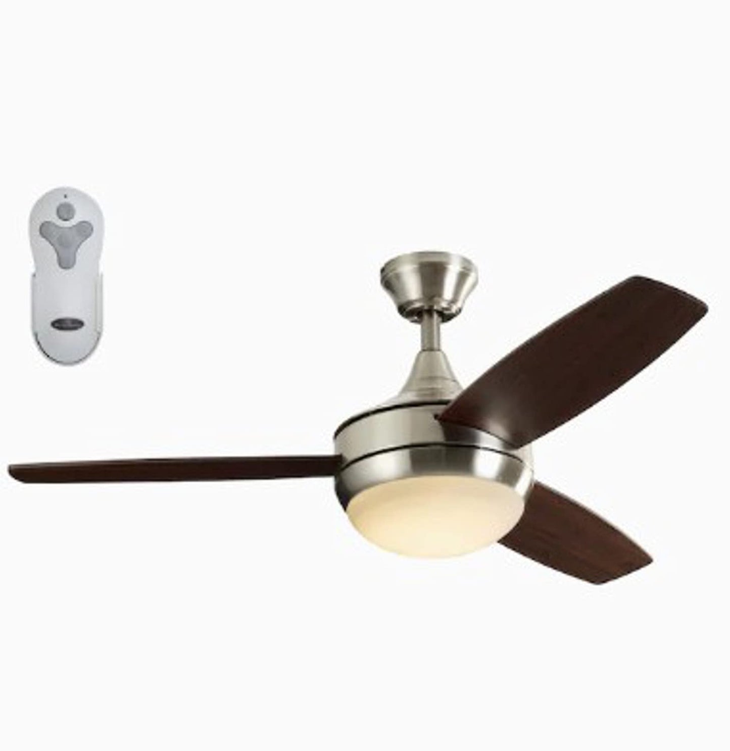 Harbor Breeze Beach Creek 44-in Brushed Nickel Integrated LED Indoor Downrod Or Close Mount Ceiling Fan with Light Kit and Remote