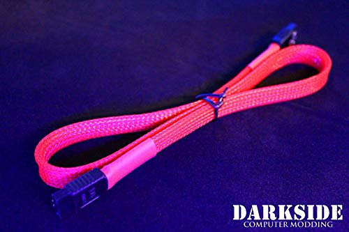 Darkside 45cm (18") SATA 3.0 180° to 180° Data Cable with Latch - Red UV (DS-0154)