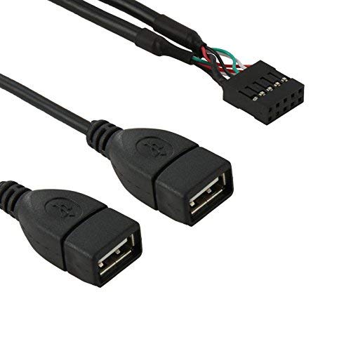 chenyang USB 2.0 Front Panel Header 9/10Pin 1 Male to 2 USB 2.0 Female Y Splitter Mainboard Header Port Extension Cable Adapter